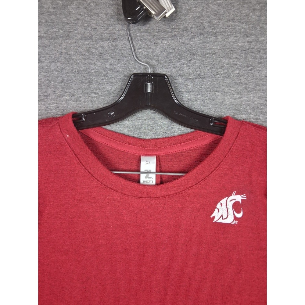 Zoozatz Womens Sweater XS Red‎ Embroidered Cougar WSU Wazzu Pullman Crew